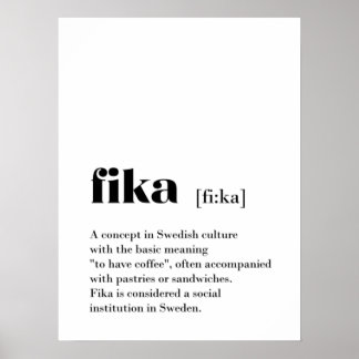 Póster Poster Sueco de la definición clásica de Fika