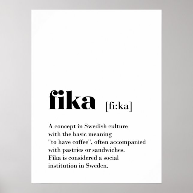 Póster Poster Sueco de la definición clásica de Fika (Frente)