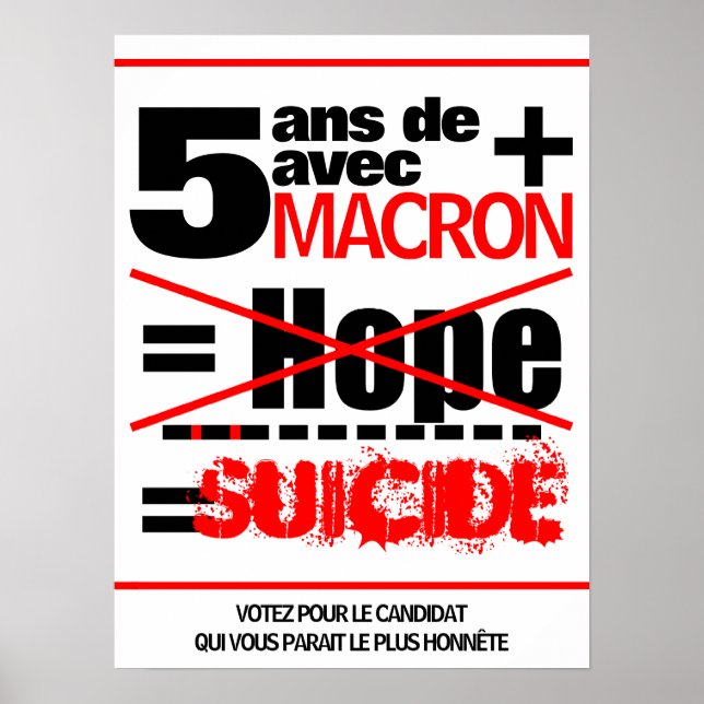 Póster Poster suicida de Affiche 5 ans de plus Macron (Frente)