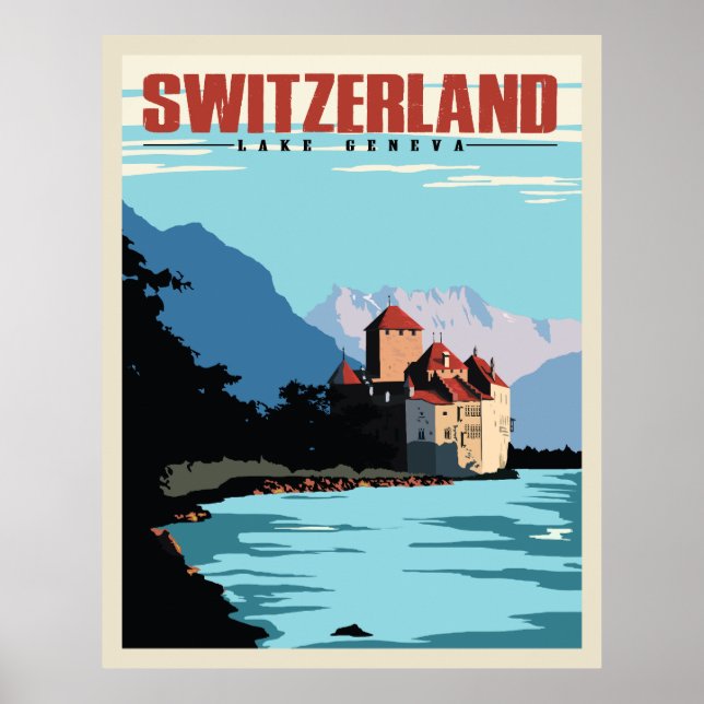 Póster Poster - Suiza Lago Ginebra (Frente)