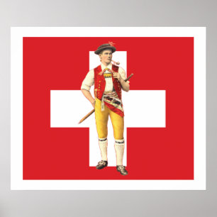 Póster Poster suizo de la bandera de Appenzell