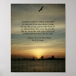 Póster Poster Sunset con cita de C.S.Lewis
