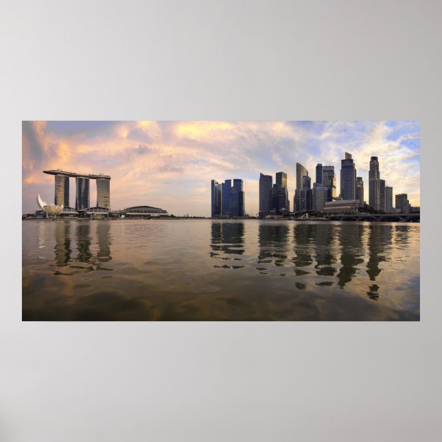 Póster Poster Sunset de Skyline de Singapur (Frente)