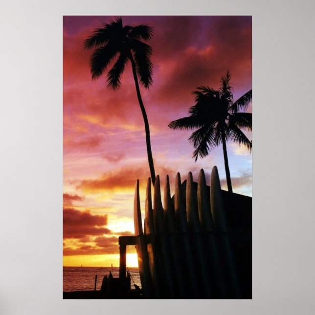 Póster Poster Surfboard Sunset (Frente)