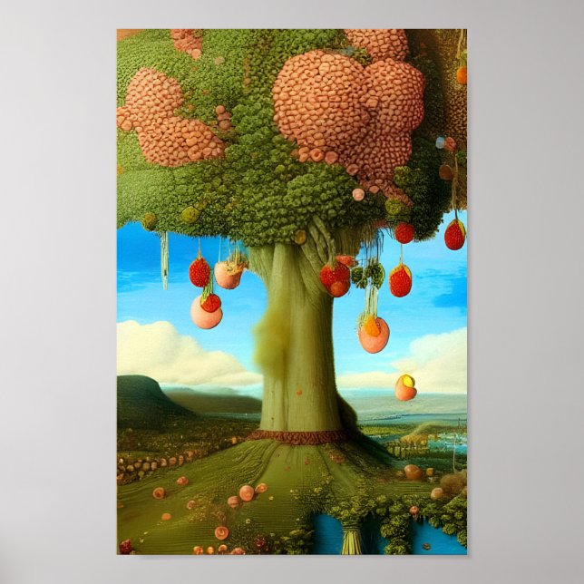 Póster Poster surrealista de manzana (Frente)