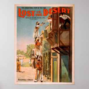 Póster Poster teatral árabe perdido en el desierto