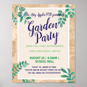 Póster Poster temático de verano fiesta en el jardín