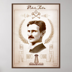 Póster poster Tesla de 18 x 24 pulgadas