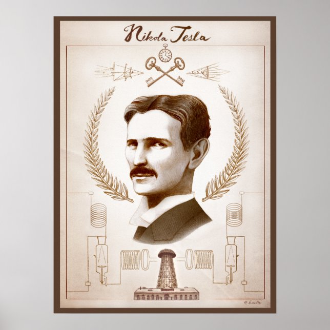 Póster poster Tesla de 18 x 24 pulgadas (Frente)