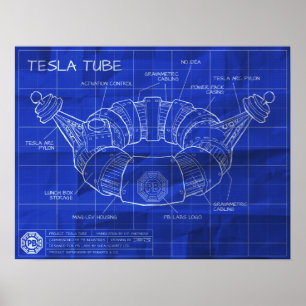 Póster Poster Tesla Tube Blueprints