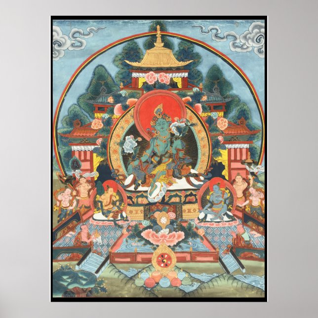 Póster Poster Thangka tibetano de Green Tara (Frente)