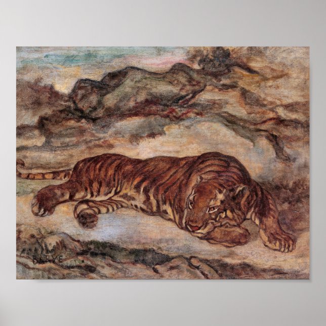 Póster Poster "Tigre en orden" por Antoine-Louis Barye (Frente)