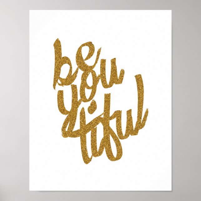Póster Poster tipográfico "bello" de oro (Frente)