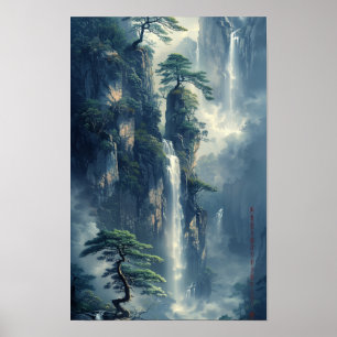 Póster Poster tradicional chino de pintura paisajística