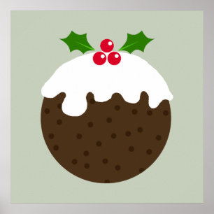 Póster Poster tradicional del pudín del navidad