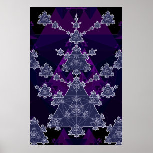 Póster Poster: Triángulo fractal: Huella azul de la geome