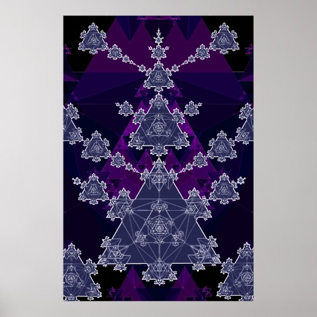 Póster Poster: Triángulo fractal: Huella azul de la geome (Frente)