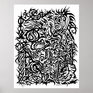 Póster Poster tribal oriental del diseño del tatuaje