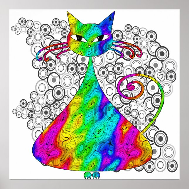 Póster Poster Trippy de Gatos Psicodélicos (Frente)