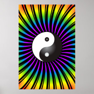 Póster Poster Trippy: Símbolo de Yin Yang y diseño