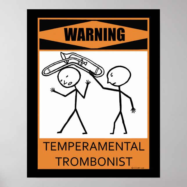 Póster Poster trombonista de temperatura de advertencia (Frente)