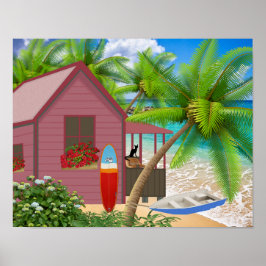 Póster Poster Tropical Beach Scene