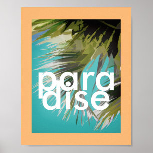 Póster poster tropical con palmera tropical de texto para