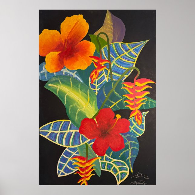 Póster Poster tropical de flores de jengibre @3dudes1life (Frente)