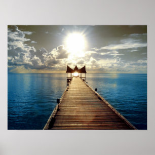 Póster Poster tropical de la puesta del sol