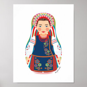 Póster Poster ucraniano Matryoshka