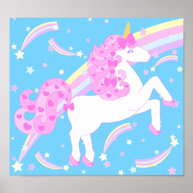Póster Poster Unicorn Chica rosa (Frente)