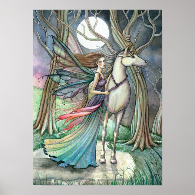 Póster Poster unicornio de hadas impreso por Molly Harris (Frente)
