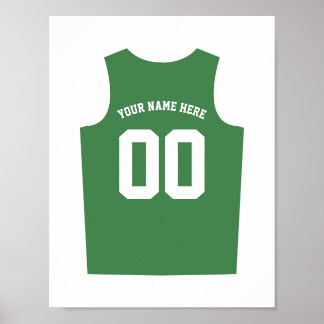 Póster Poster uniforme de baloncesto personaliza el verde (Frente)