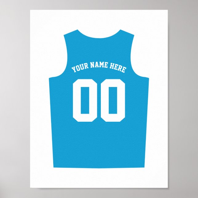 Póster Poster uniforme de baloncesto personalízate azul c (Frente)