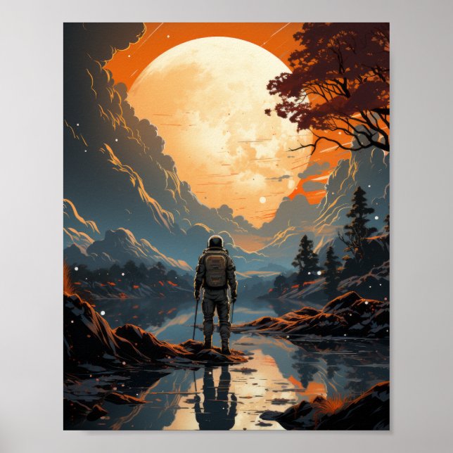 Póster Poster vectorial de los astronautas del espacio de (Frente)