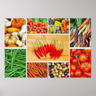 Póster Poster vegetal colorido del collage