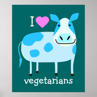 Póster Poster Vegetariano de Vaca Azul