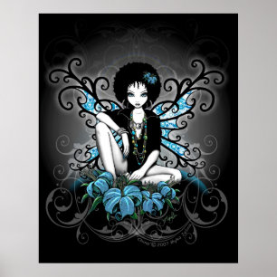 Póster Poster verde azulado retro de Fae del Afro de