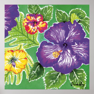 Póster Poster Verde de Hibiscus Holiday