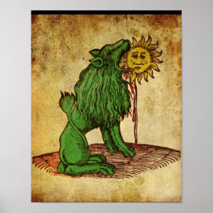 Póster Poster verde de la alquimia del león