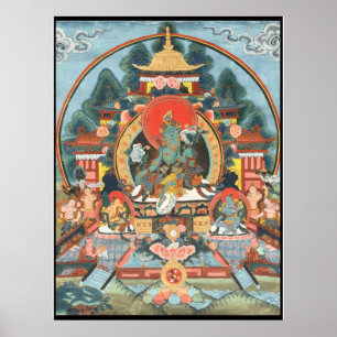 Póster Poster verde de Thangka del tibetano de Tara