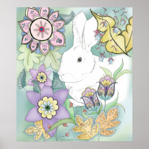 Póster Poster verde del conejo del bosque