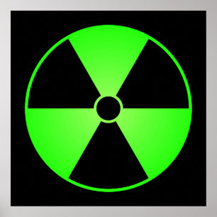 Póster Poster verde del símbolo de la radiación