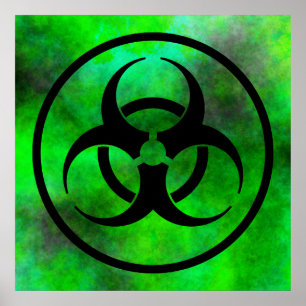 Póster Poster verde del símbolo del Biohazard de la