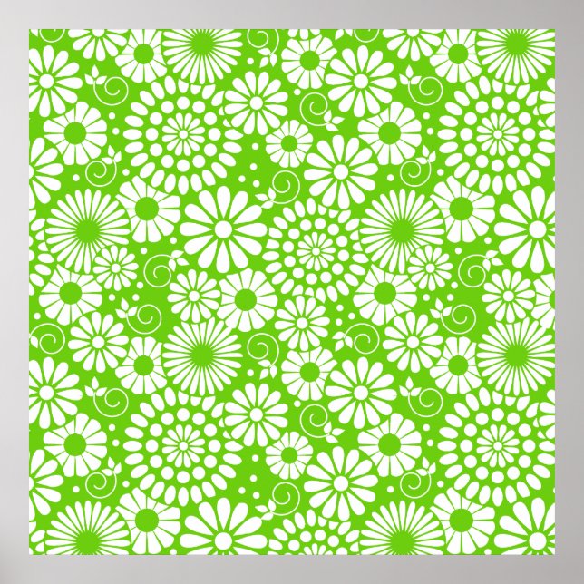 Póster Poster verde floral vintage (Frente)