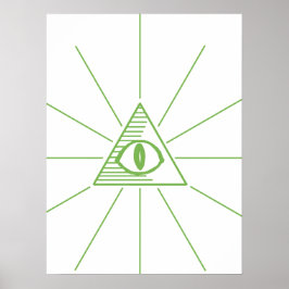 Póster Poster verde ocular del triángulo de Illuminati