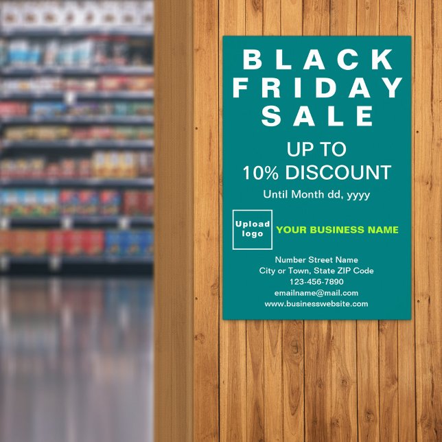Póster Poster verde Verde azulado de la venta de Black Fr (Black Friday Sale on teal green poster)