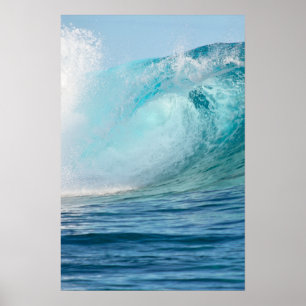 Póster Poster vertical que rompe la ola grande del océano