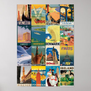 Póster Poster-Viaje italiano Europa del vintage