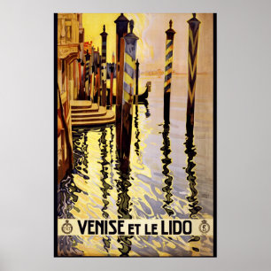 Póster Poster Viaje Venecia Gondola Vintage Lido Venezia